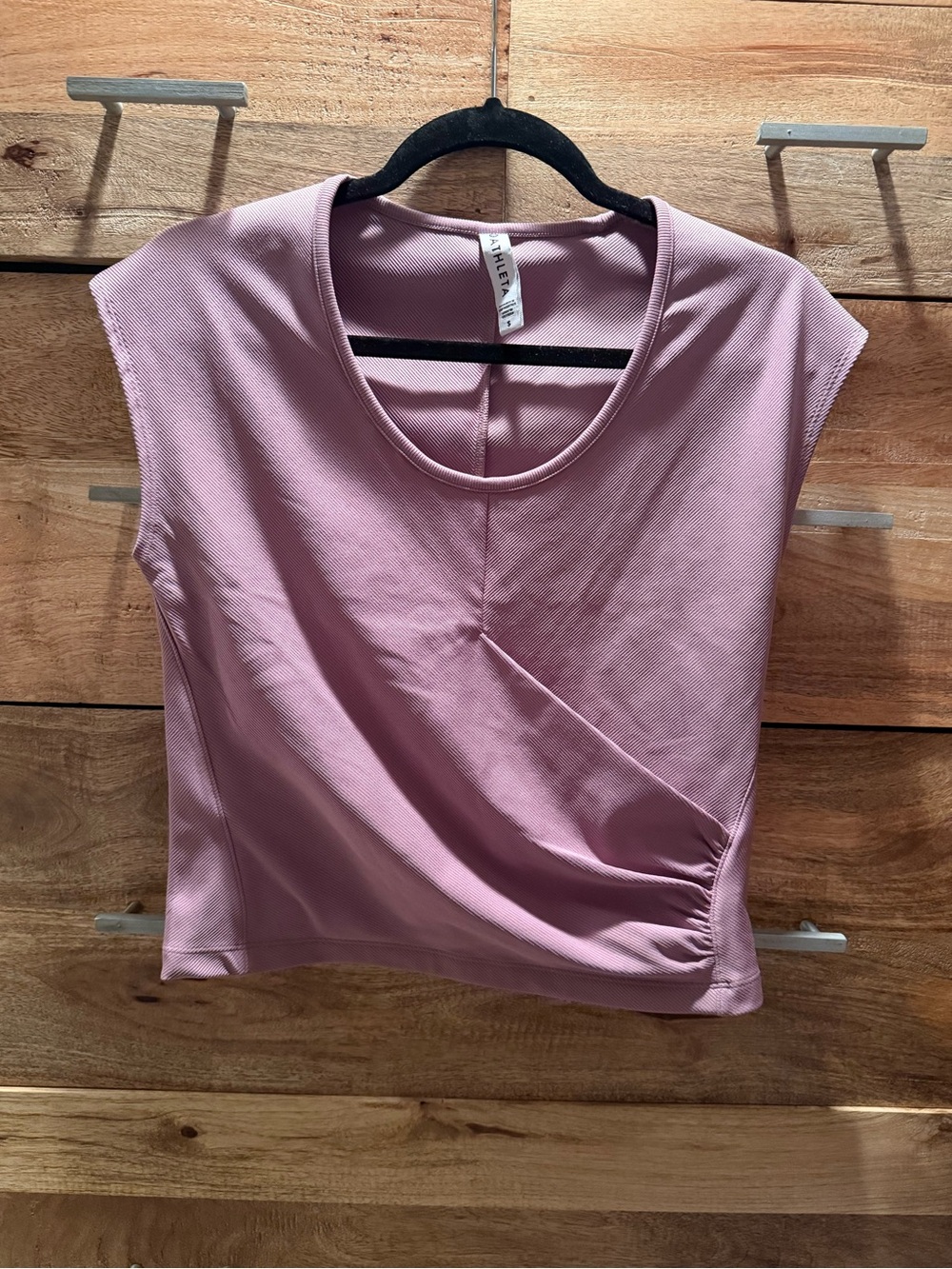 Athleta Mauve Scoop Neck Cap-Sleeve Top